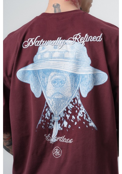 Respire Erkek Refined Baskılı Oversize T-shirt Bordo