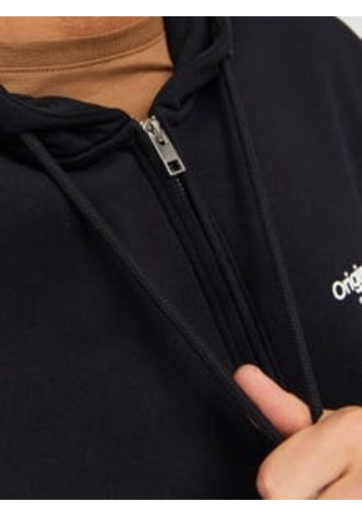Jack & Jones Erkek Kapüşonlu Fermuarlı Sweatshirt-siyah Siyah