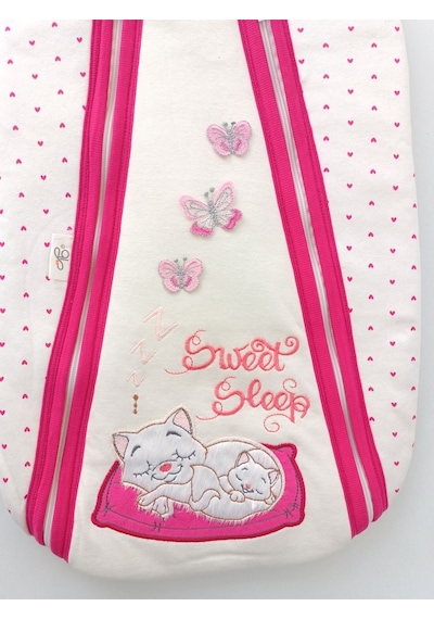 Kedi Desenli Bebek Kundağı Çift Fermuarlı Bebek Dış Kundak Battaniyesi Hastane Çıkışı Pembe