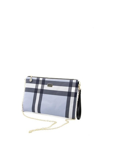 Silver Polo Sp1034 Kadın Portföy & Clutch Ekose Mavi-kemik