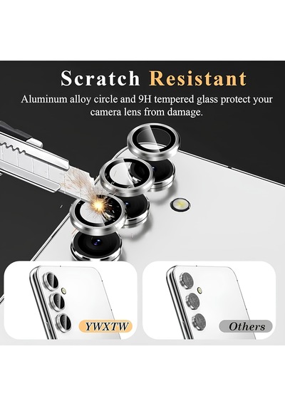 Ennar Samsung Uyumlu Galaxy A15 Metal Çerçeveli Kamera Koruuyucu Lens Siyah