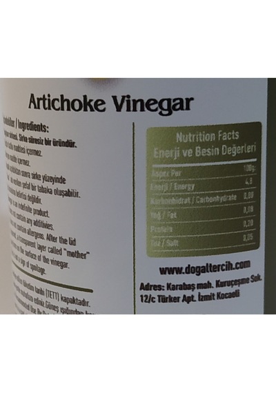 Doğaltercih İçilebilir Doğal Fermantasyon Enginar Sirkesi 500 Ml