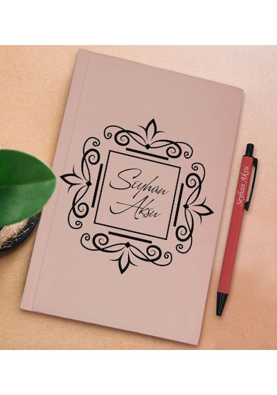 BK Gift Kişiye Özel İsimli Pudra Pembesi Sert Kapaklı Defter ve T