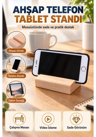 Ahşap Telefon Tablet Standı