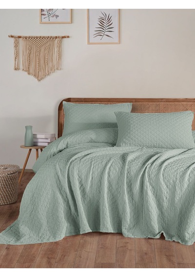 BedLine Cambridge Yatak Örtüsü Seti Çift Kişilik Mint Kutulu Bej