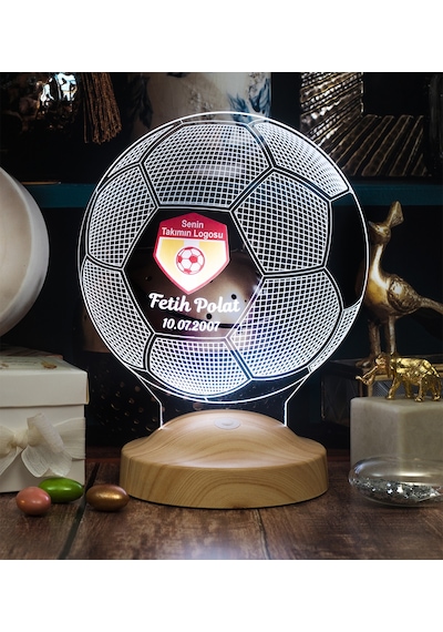 Futbol Topu Şeklinde 3 Boyutlu Takım Logolu Led Lamba, Kulüp Logo
