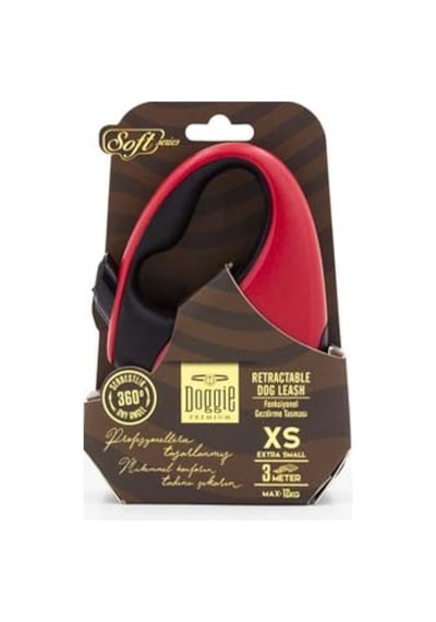 Doggie Otomatik Uzatma Tasması Soft Kırmızı XS-12 KG 3 Mt Kırmızı