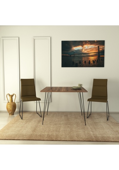 Pasific Home Sandalf Metal Ayaklı Mutfak Masası Kare 90x90 Ceviz