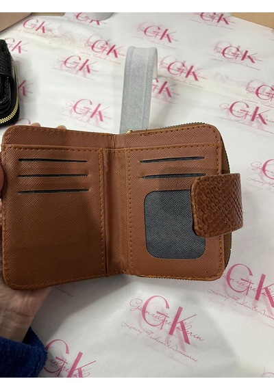 Gk Gamzelirenklerim Luxury Fashıon&accessorıes Yılan Derisi Mıknatıslı Lüx Cüzdan Suni Deri Taba