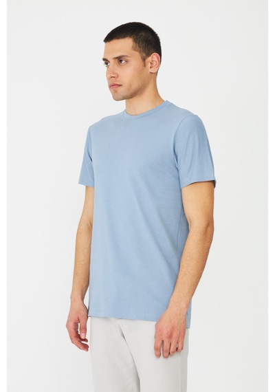 Mavi Basic Bisiklet Yaka Erkek T-shirt Mavi