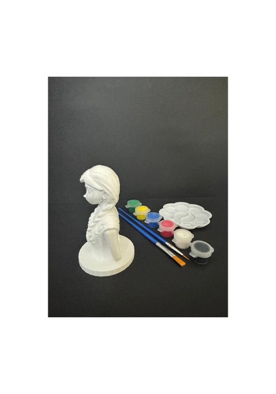 3d Anna Figür Boyama Seti - Kendin Boya Hobi Ve Etkinlik Seti - Akrilik Boya + 2 Fırça