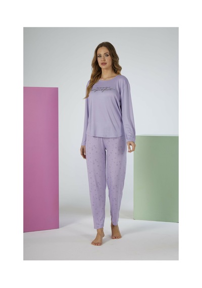 Estiva Kadın Yıldız Alt Desenli Lila Soft Uzun Kollu Pijama Takımı Çok renkli Estiva Kadın Yıldız Alt Desenli Lila Soft Uzun Kollu Pijama Takımı Çok renkli