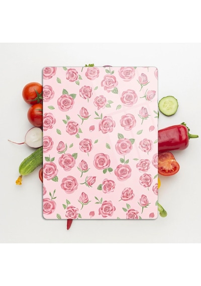 Decovetro Cam Kesme Tahtası Ve Sunumluk Love Serisi Gül Desenli 20 X 30 Cm Diğer