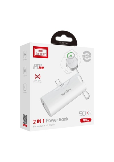 Earldom PD46 5000 mAh Type-C 20 W Hızlı Şarj Mini Powerbank Siyah