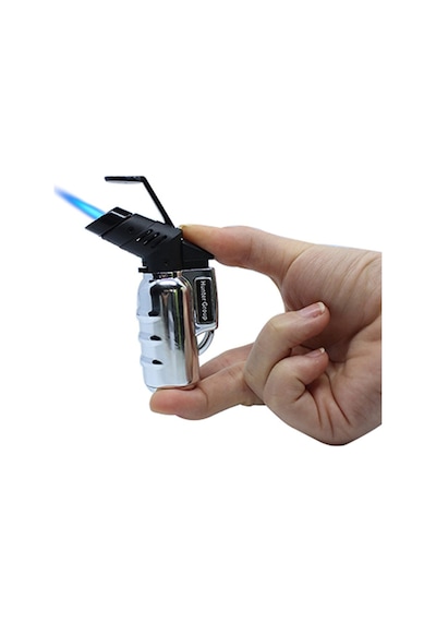 1300 Derece Turbo Torch Tek Pürmüz Kamp Pro Jet Çakmak Gümüş Gri Gümüş