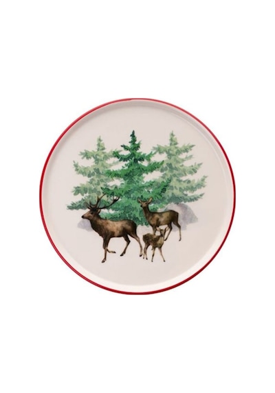 Yılbaşı Pasta Tabağı Deer 21 Cm 6 Lı Set Bej
