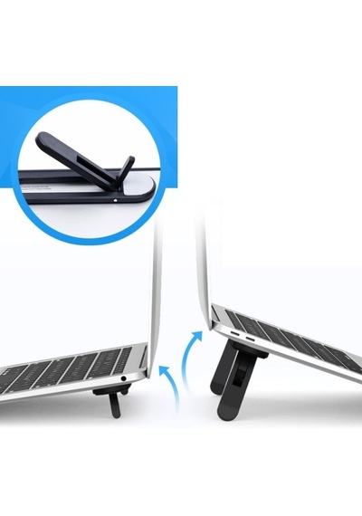 2 Kademeli Katlanabilir Ve Yapışkanlı Laptop Standı Siyah 5570