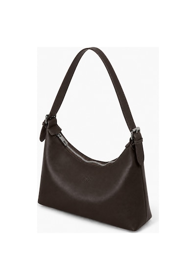 Levano Leather Kadın Suni Deri Omuz Çantası Fermuarlı Günlük Hobo Çanta Şık Minimal Tasarım Kahverengi