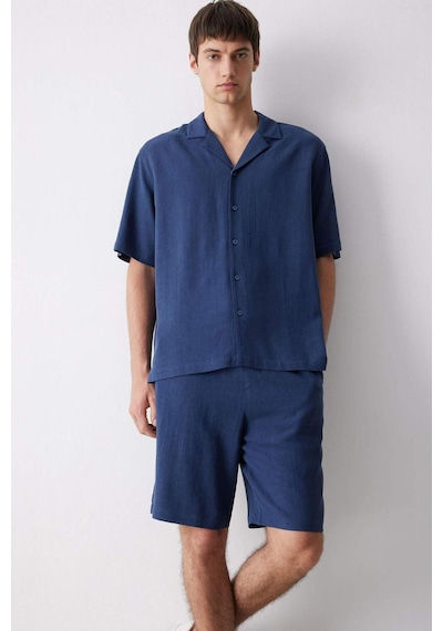 Defacto Relax Fit Polo Yaka Pamuklu Yazlık Kısa Kollu Gömlek D8875ax25smnv256 Lacivert