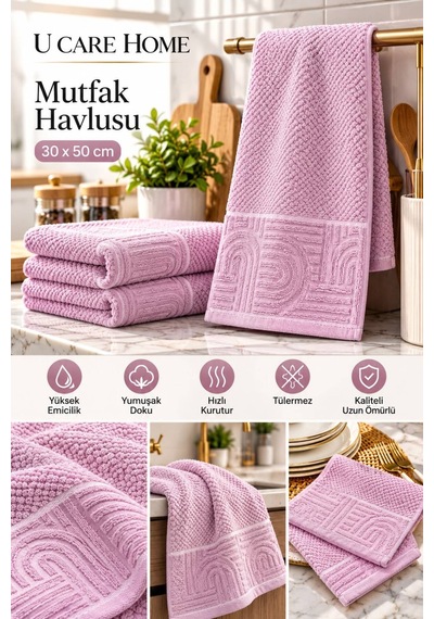 Yumuşacık Jakarlı Sıkı Doku Mutfak Havlusu %100 Organik Pamuk Lüx Dokuma Lila - 945175533 Lila