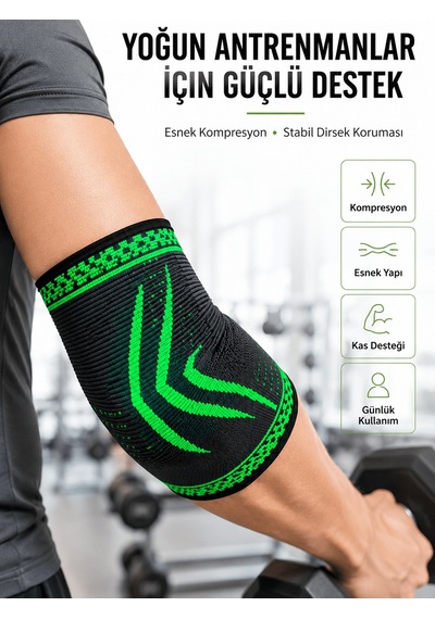 Elastik Kompresyon Dirsek Destekliği Spor Fitness Günlük Kullanım Dirseklik Altın