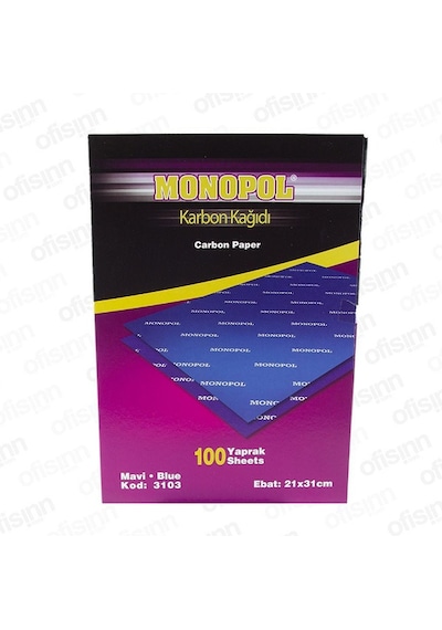 Monopol Karbon Kağıdı (100 Lü) A4 Mavi 3103