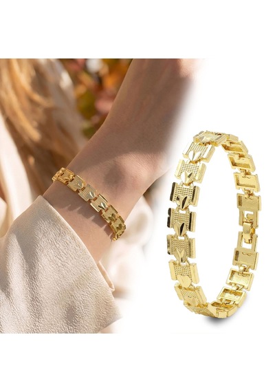 Premium Şık Ve Parlak Regalia 24k Gold Kaplama 8 Mm Kadın Bijuteri Bileklik 3183kbv5d12 18cm Altın