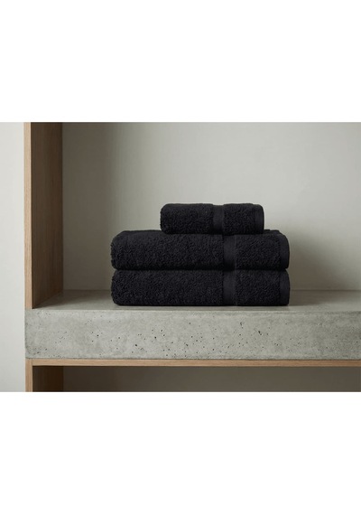 %100 Pamuk 4'lü Premium Siyah El Yüz Banyo Havlu Seti 45x90 Diğer