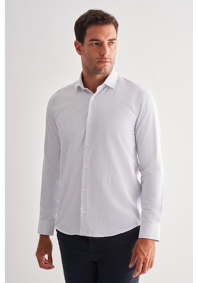 İmza Beyaz Yarım İtalyan Yaka Uzun Kol Cepsiz Slimfit Fit Classic Gömlek 1004255162 Duman Beyaz