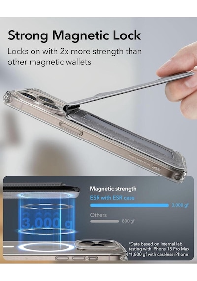 Esr Apple Uyumlu iPhone Standlı Cüzdan Halolock Magsafe Wallet Gri Gri