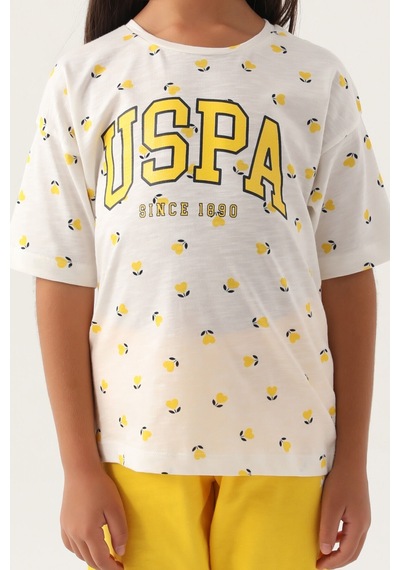 U.S. Polo Assn. Lisanslı Heart Pattern Sarı Kız Çocuk Kapri Takım 5274-43266 Krem - Sarı U.S. Polo Assn. Lisanslı Heart Pattern Sarı Kız Çocuk Kapri Takım 5274-43266 Krem - Sarı