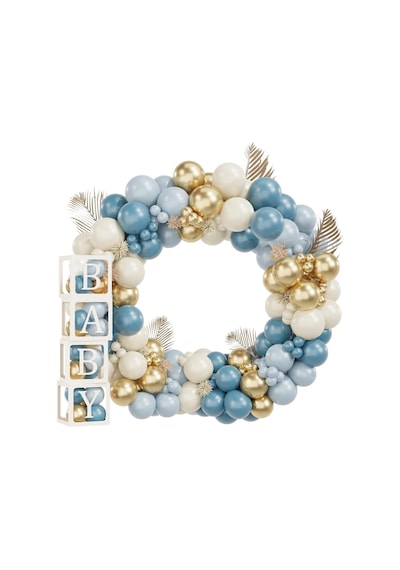 Okyanus Temalı Baby Shower Set 119 Parça Okyanus Mavi, Deniz Kumu, Krom Gold Ve Açık Mavi Balon Set