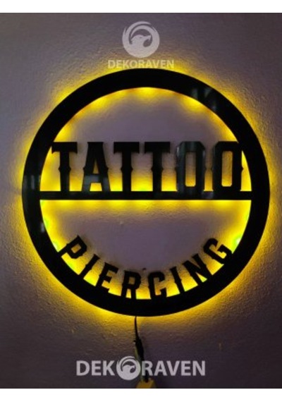 Tattoo & Piercing Led Işıklı Tablo-İç Mekan Tabela