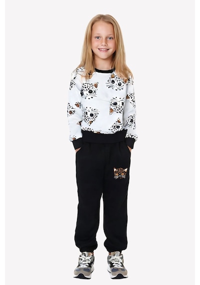 Fyk Kids Kız Çocuk Yuvarlak Yaka Kedicik Baski Detayli Alt-üst Pijama Takimi Çok Renkli