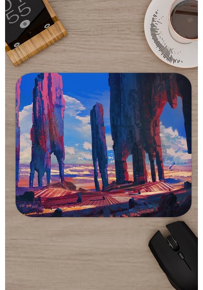 Dijital Çölde Sütunlar V3 22x18 Gaming Kauçuk Kaymaz Taban Mouse Pad Fare Altlığı