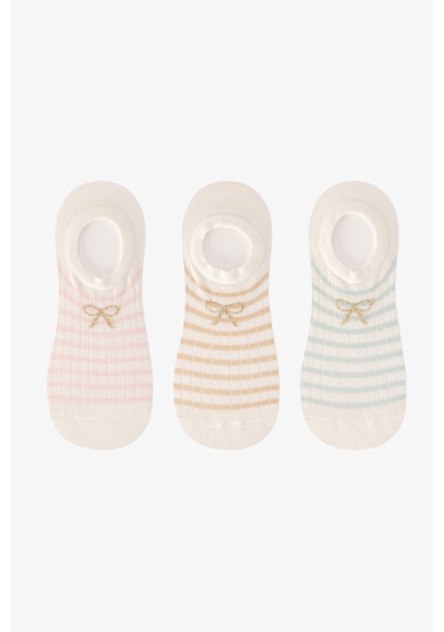 Penti 3 Çift Pamuklu Çizgili Fiyonk Desenli Sneaker Çorap