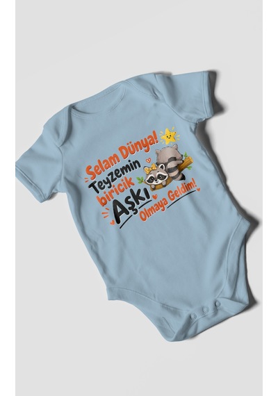 Morivokids Teyzeye Özel Kısa Kollu Bebek Body %100 Pamuk Zbn189-kk Bebe Mavisi