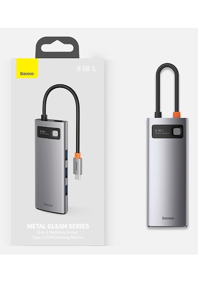 Baseus Metal Gleam Series 6İn1 Type C Hub Usb Hdmı Rj45 Adaptör Ç
