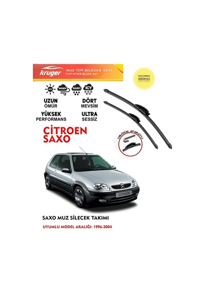 Saxo Silecek Silgi Silgeç Silgeç Silgi Takımı 14 16 Motor Araca Özel Aparat 1996-2004 Arası