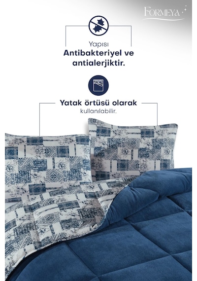Formeya Mavi Tek Kişilik Wellsoft Yorgan Yastık Kılıflı