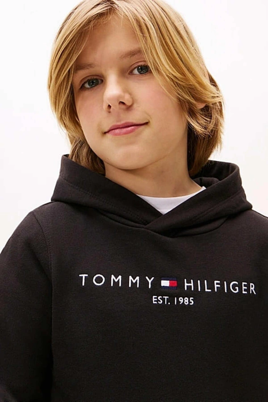 Tommy Hilfiger Unisex Çocuk Th Essential Hoodie Kapüşonlu Sweatshirt - Siyah-10984 Black