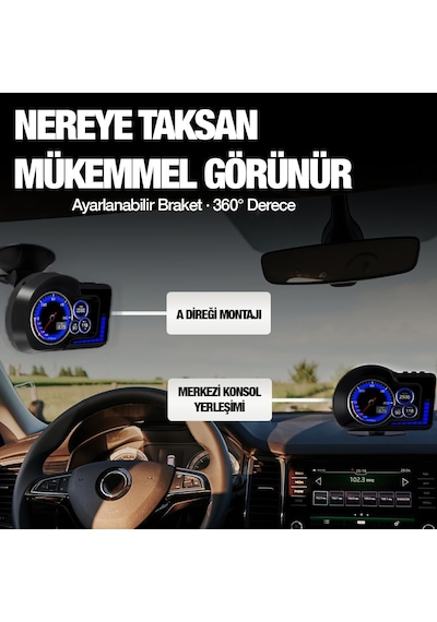 Tr F15 Hud Obd Obd2 Dijital Kilometre Rpm Su Sıcaklığı Basınç Hararet Araç Veri Ekranı Head Up Display