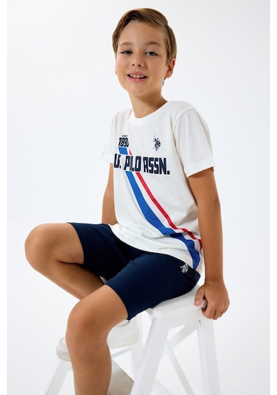 U.s. Polo Assn. Erkek Çocuk Beyaz Bermuda Takım Beyaz