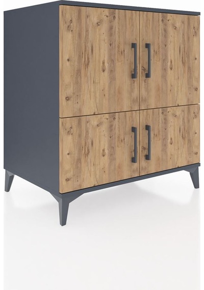 Kronos Şifonyer 3 Raflı 4 Kapaklı 88x59x96 Antrasit-çam Antrasit