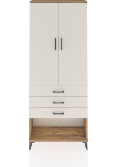 Arges Dolap 2 Raflı 3 Çekmeceli Tek Askılı 88x30x221 Çam-aytaşı Çam