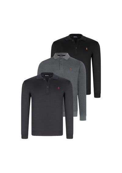 Üçlü Set V4007 Dewberry Erkek Sweatshırt-siyah-lacivert-antrasit Siyah-lacivert-antrasit