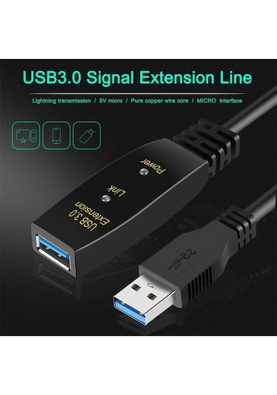 Usb 3.0 Extension Güçlendirilmiş Uzatma Kablosu 15m Usb 3.0 Uzatma Kablosu