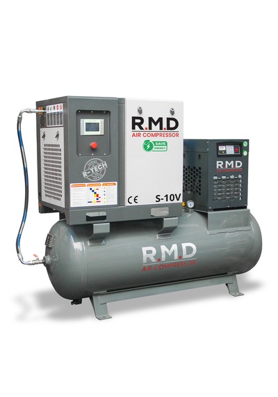 R.m.d Kompresör 10 Hp 500 Lt Depo Üstü İnvertörlü Vidalı Hava Kompresör Seti S-10v