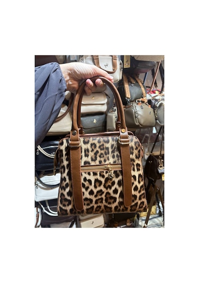 Miami Polo Club Leopar Orijinal Kadın Gold Detaylı El Ve Omuz Çantası Uzun Askısı Mevcuttur En 24 Cm Boy 24 Cm