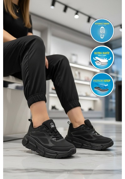 United Colors Of Benetton Siyah Fileli Hafif Esnek Hafızalı Taban Unisex Spor Ayakkabı Bnı-11500 G
